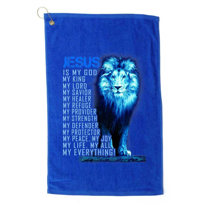 Jesus Is My God King My Lord My Savior Blue Lion Christian Platinum Collection Golf Towel