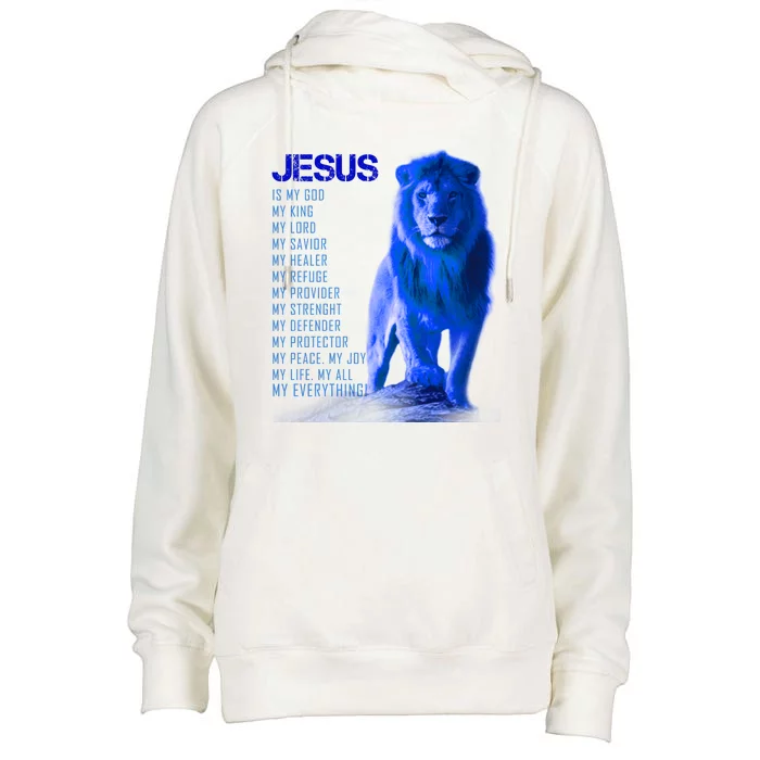 Jesus Is My Everything Quote Lion Christianity Womens Funnel Neck Pullover Hood