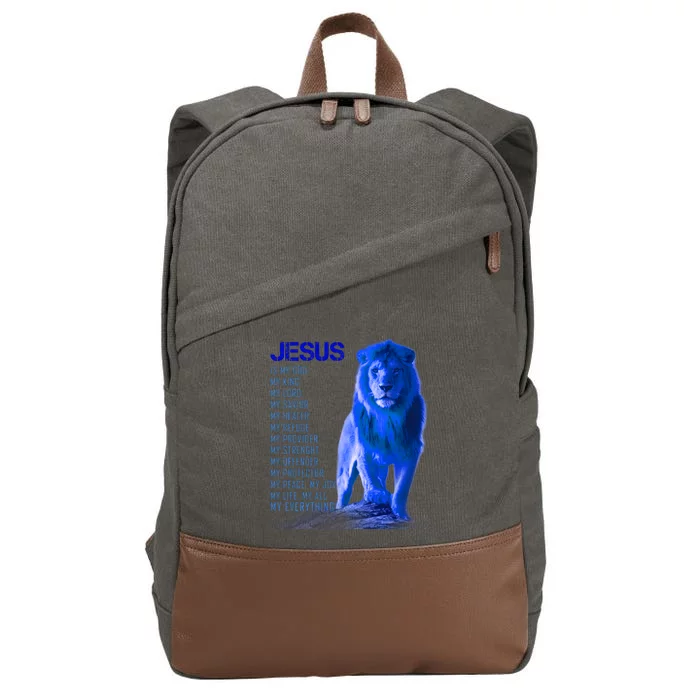 Jesus Is My Everything Quote Lion Christianity Cotton Canvas Backpack