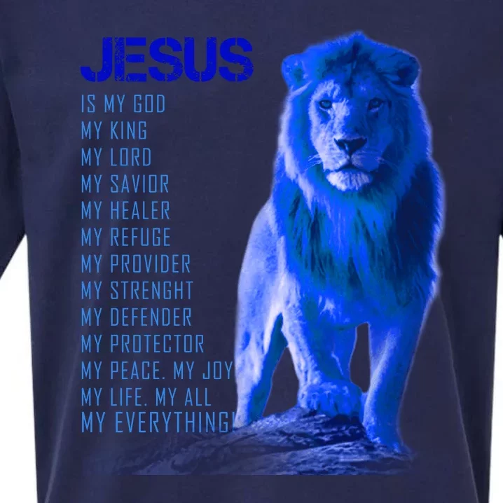 Jesus Is My Everything Quote Lion Christianity Sueded Cloud Jersey T-Shirt