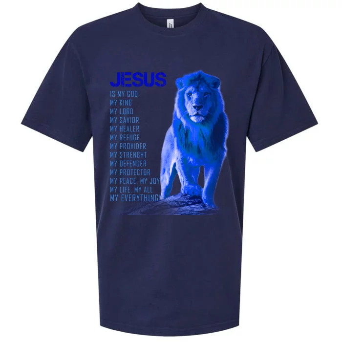 Jesus Is My Everything Quote Lion Christianity Sueded Cloud Jersey T-Shirt