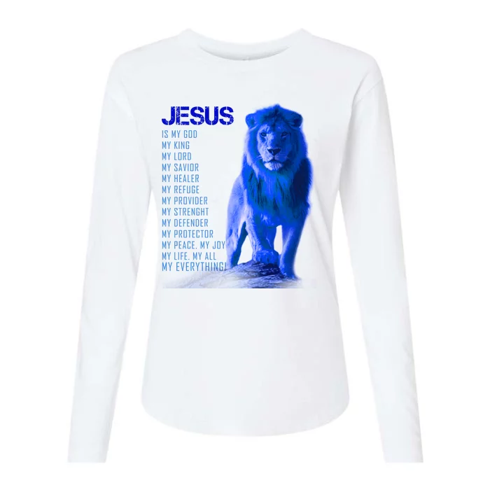 Jesus Is My Everything Quote Lion Christianity Womens Cotton Relaxed Long Sleeve T-Shirt