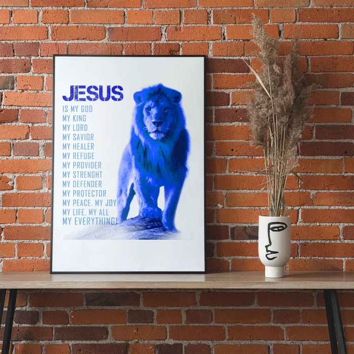 Jesus Is My Everything Quote Lion Christianity Poster