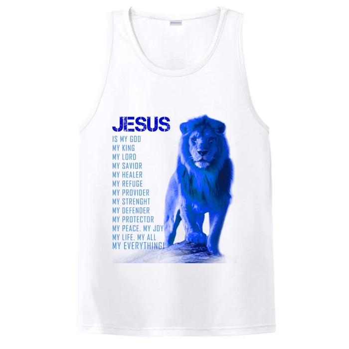 Jesus Is My Everything Quote Lion Christianity Performance Tank