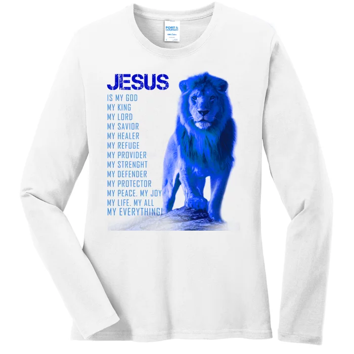 Jesus Is My Everything Quote Lion Christianity Ladies Long Sleeve Shirt