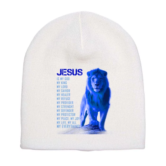 Jesus Is My Everything Quote Lion Christianity Short Acrylic Beanie