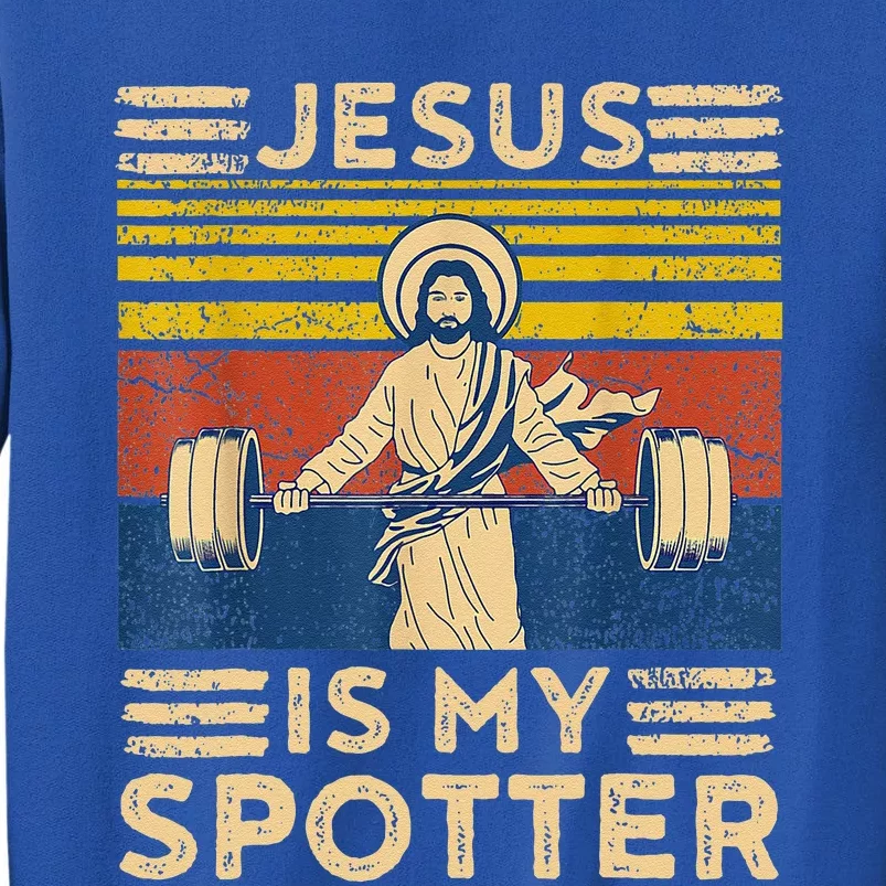 Jesus Is My Spotter Funny Christian Weightlifting Gym Tall Sweatshirt