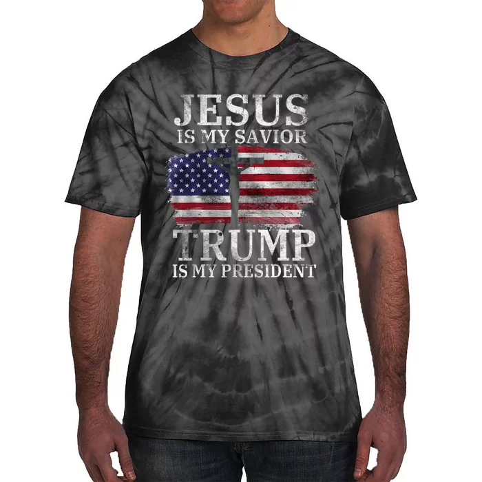 Jesus Is My Savior Trump Is My President Usa Flag Tie-Dye T-Shirt