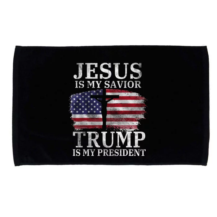 Jesus Is My Savior Trump Is My President Usa Flag Microfiber Hand Towel