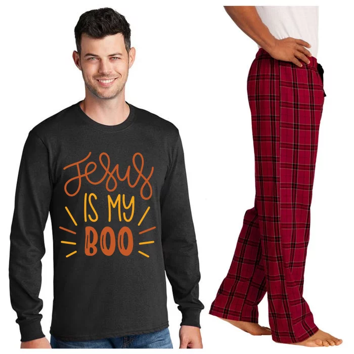 Jesus Is My Boo Halloween Boo Christian Costume Design Funny Gift Long Sleeve Pajama Set