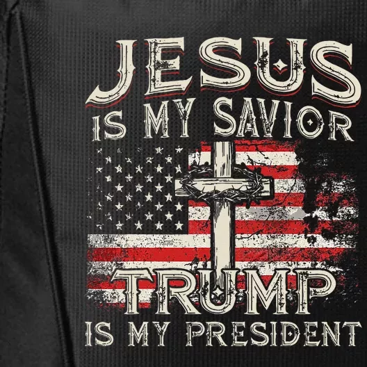 Jesus Is My Savior Trump Is My President American Flag City Backpack