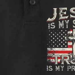 Jesus Is My Savior Trump Is My President American Flag Dry Zone Grid Performance Polo