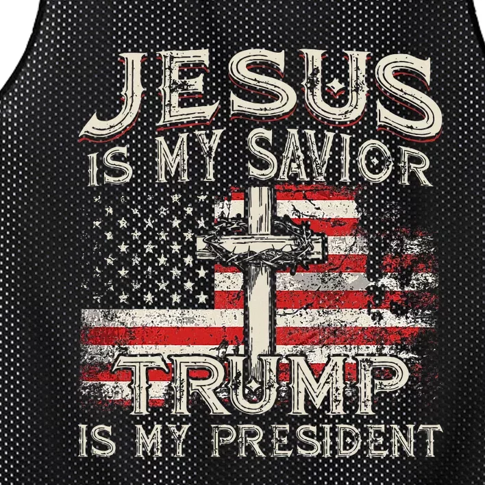 Jesus Is My Savior Trump Is My President American Flag Mesh Reversible Basketball Jersey Tank