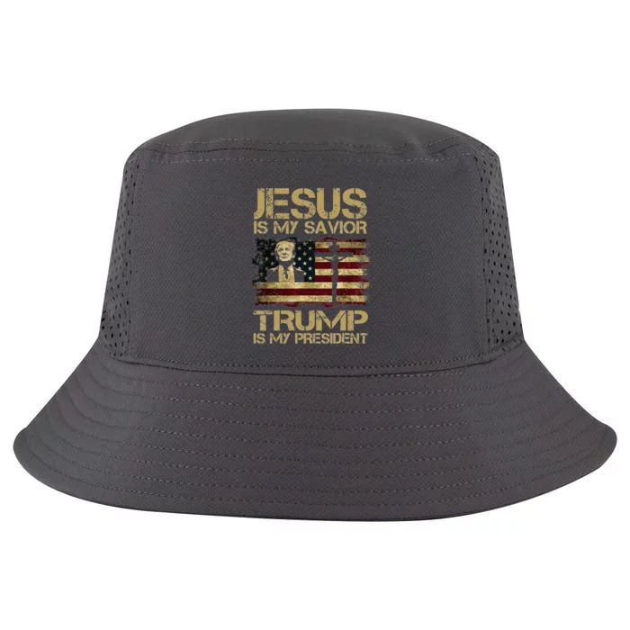 Jesus Is My Savio Rtrump Is My President Trump2024 Cool Comfort Performance Bucket Hat