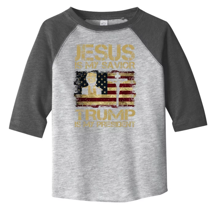 Jesus Is My Savio Rtrump Is My President Trump2024 Toddler Fine Jersey T-Shirt