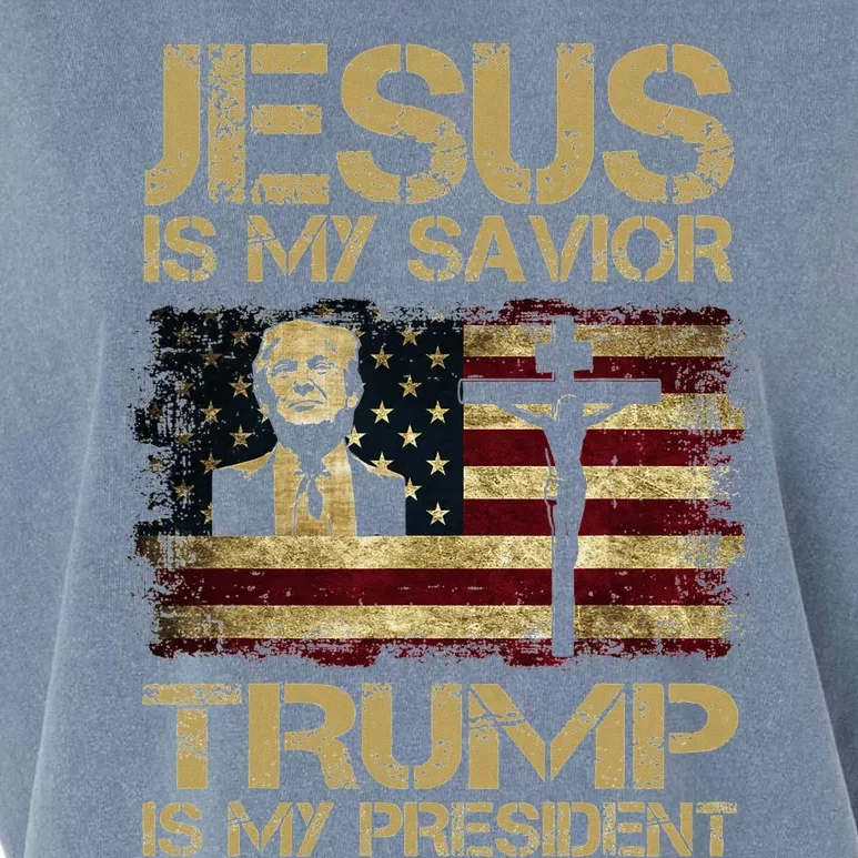 Jesus Is My Savio Rtrump Is My President Trump2024 Garment-Dyed Women's Muscle Tee