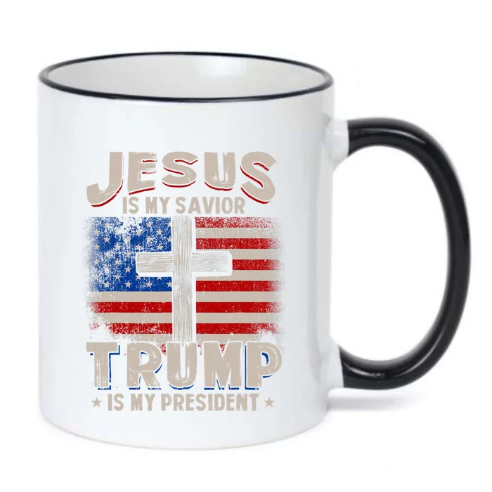 Jesus Is My Savior Trump Is My President Black Color Changing Mug