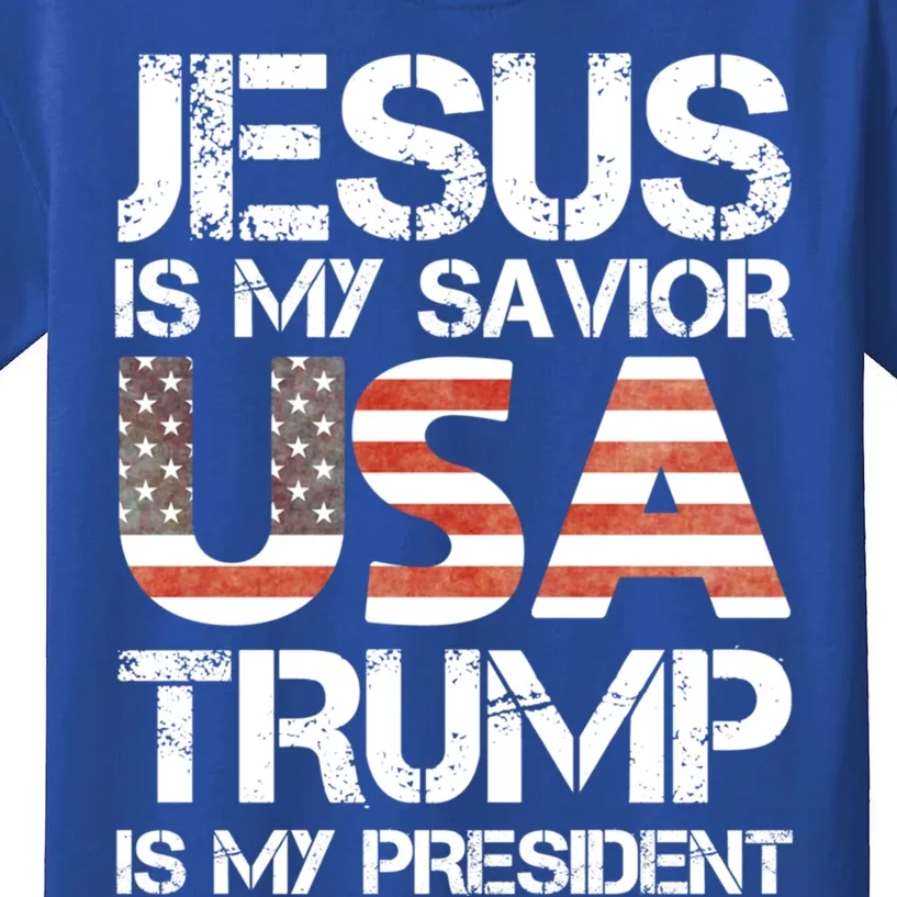 Jesus Is My Savior Usa Trump Is My President Gift Kids T-Shirt