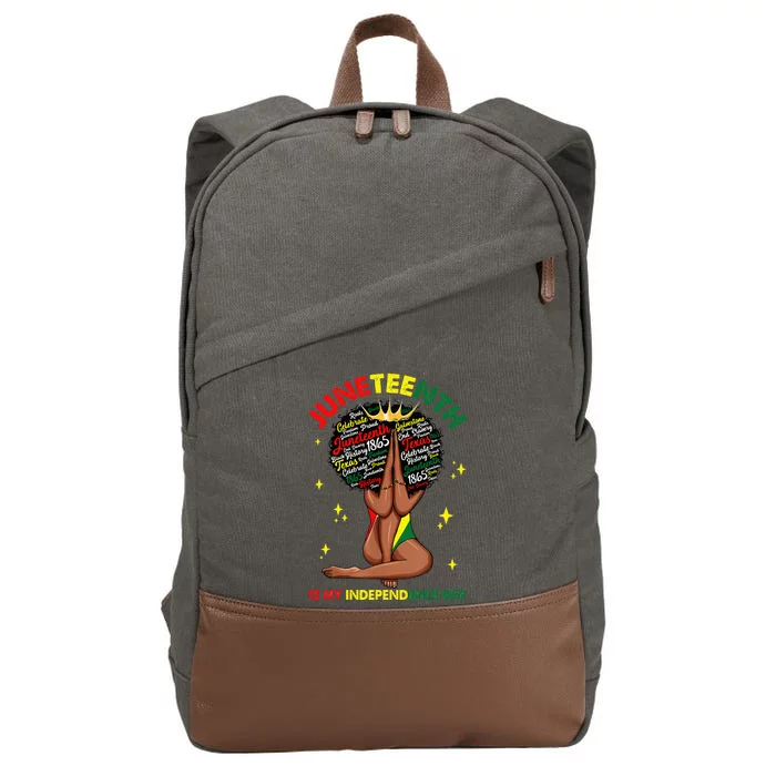 Juneteenth Is My Independence Day Black Black Queen Cotton Canvas Backpack