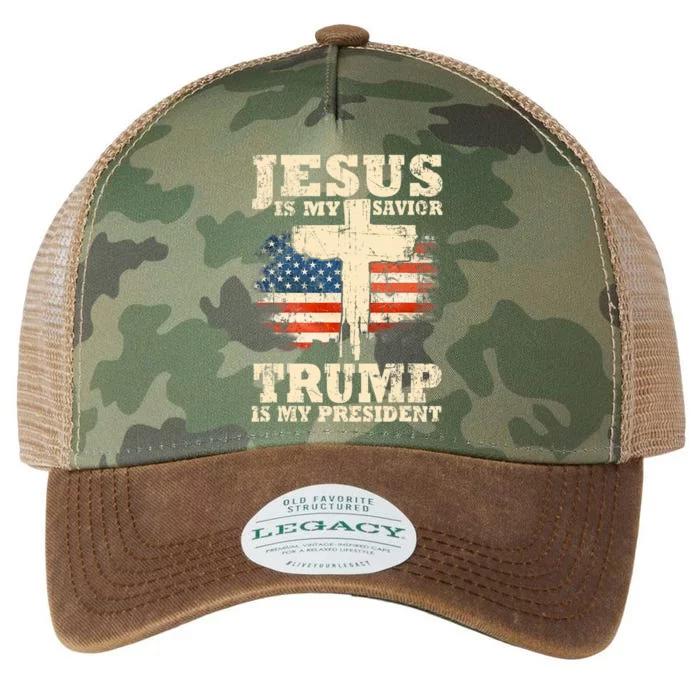 Jesus Is My Savior Trump Is My President Trump Supporter Legacy Tie Dye Trucker Hat