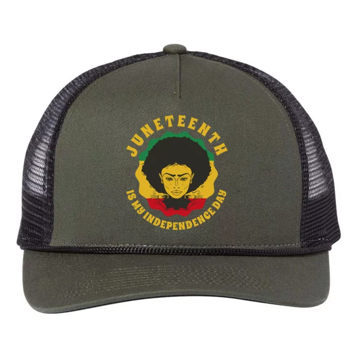 Juneteenth Is My Independence Day Black Female Pride Retro Rope Trucker Hat Cap