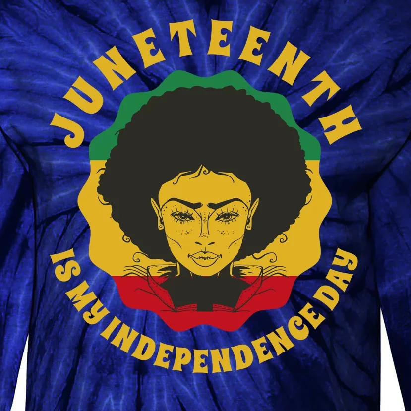 Juneteenth Is My Independence Day Black Female Pride Tie-Dye Long Sleeve Shirt