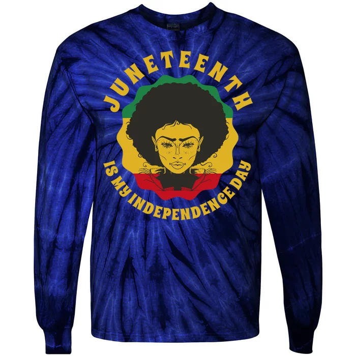 Juneteenth Is My Independence Day Black Female Pride Tie-Dye Long Sleeve Shirt