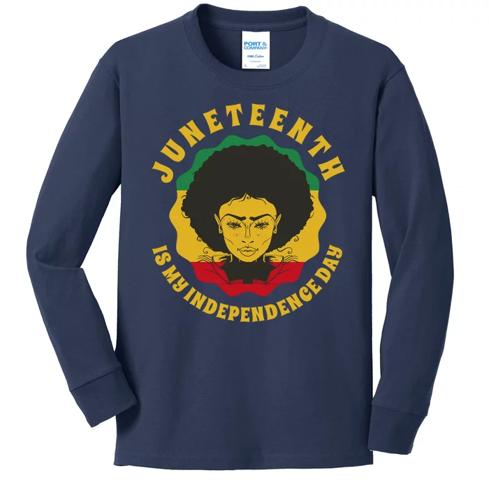 Juneteenth Is My Independence Day Black Female Pride Kids Long Sleeve Shirt