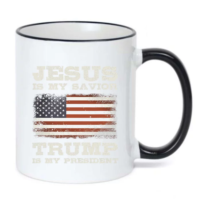 Jesus Is My Savior Trump Is My President Black Color Changing Mug