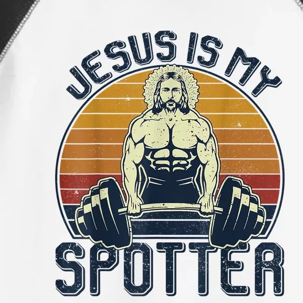 Jesus Is My Spotter Funny Christian Great Gift Weightlifting Gym Gymmer Gift Toddler Fine Jersey T-Shirt