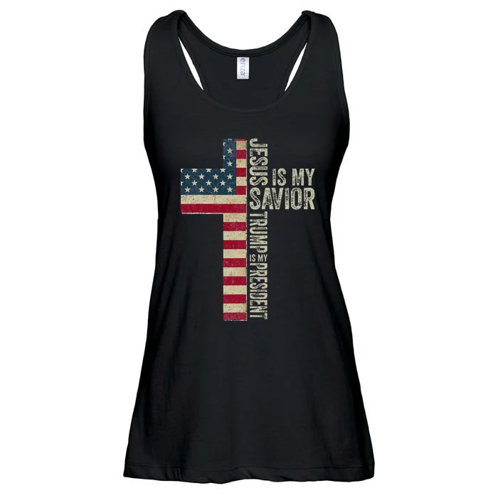 Jesus Is My Savior Trump Is My President Trump 2024 Maga Ladies Essential Flowy Tank