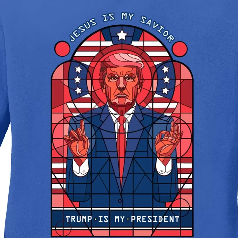 Jesus Is My Savior Trump Is My Presidengift Gift Ladies Long Sleeve Shirt