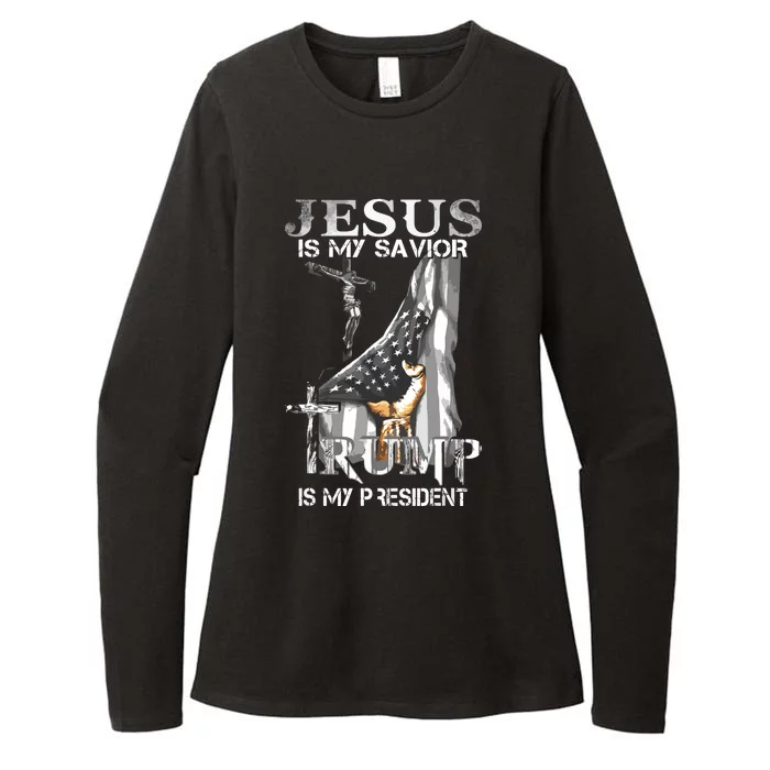 Jesus Is My Savior Trump Is My President Womens CVC Long Sleeve Shirt