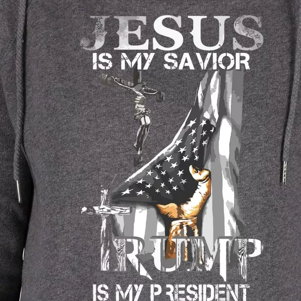 Jesus Is My Savior Trump Is My President Womens Funnel Neck Pullover Hood