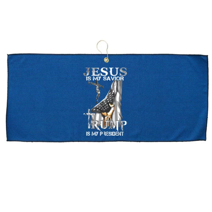 Jesus Is My Savior Trump Is My President Large Microfiber Waffle Golf Towel