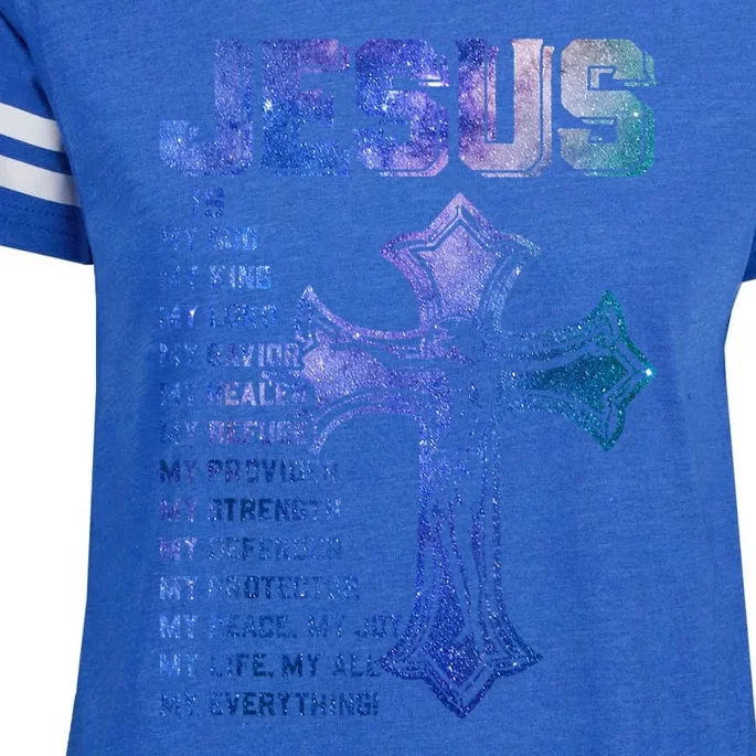 Jesus Is My All My Everything My God Lord Savior Enza Ladies Jersey Football T-Shirt