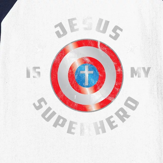 Jesus Is My Superhero Fun Christian Religious Baseball Sleeve Shirt