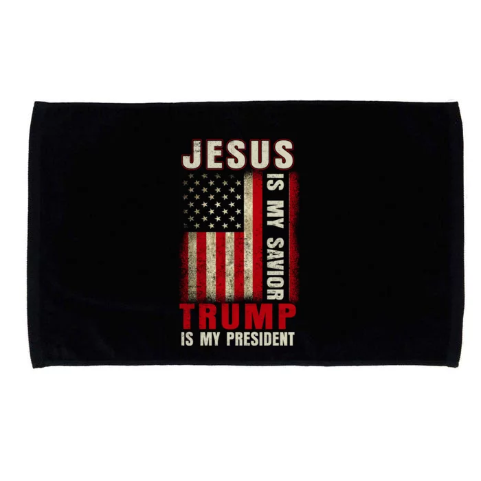 Jesus Is My Savior Trump Is My President USA Flag Microfiber Hand Towel