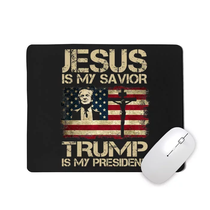 Jesus Is My Savior Trump Is My President Trump 2024 Usa Flag Mousepad