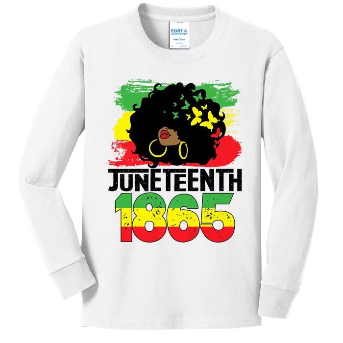 Juneteenth Is My Independence Day Black Women Freedom 1865 Kids Long Sleeve Shirt