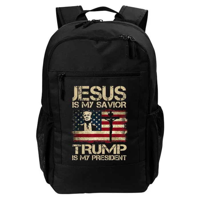 Jesus Is My Savior Trump Is My President Trump 2024 Usa Flag Daily Commute Backpack