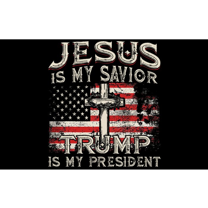 Jesus Is My Savior Trump Is My President American Flag Bumper Sticker