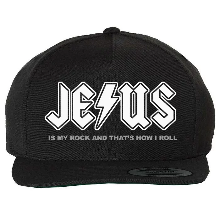 Jesus Is My Rock And That's How I Roll Funny Christian Wool Snapback Cap