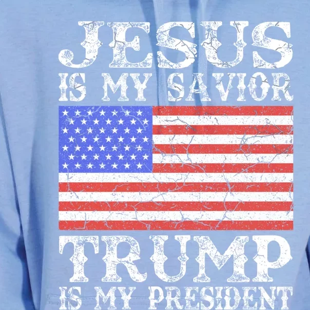 Jesus Is My Savior Trump Is My President 2020 Funny Gift Unisex Surf Hoodie