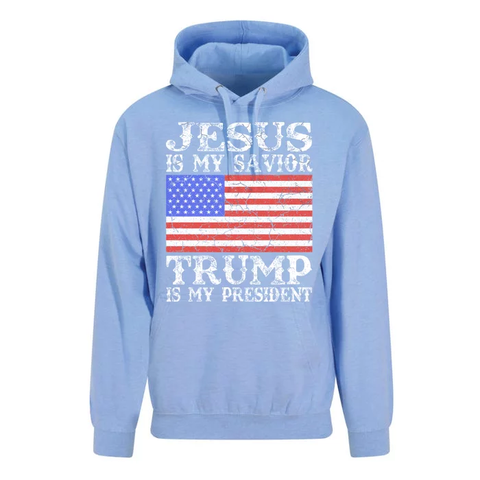 Jesus Is My Savior Trump Is My President 2020 Funny Gift Unisex Surf Hoodie