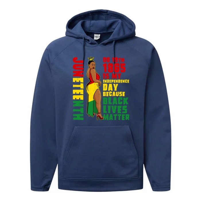 Juneteenth Is My Independence Day Freedom Mom Mama Gift Performance Fleece Hoodie