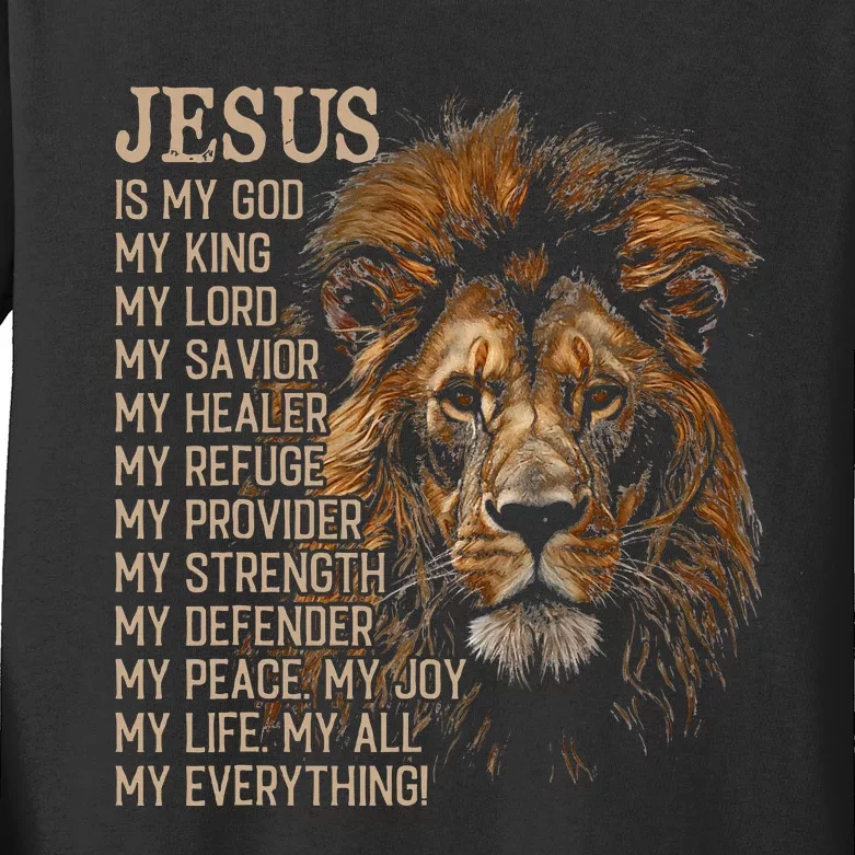 Jesus Is My God My King My Lord My Savior Religion God Bible Kids Long Sleeve Shirt