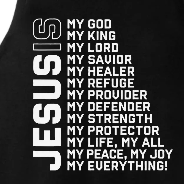 Jesus Is My God My King My Lord My Savior Christian Ladies Tri-Blend Wicking Tank