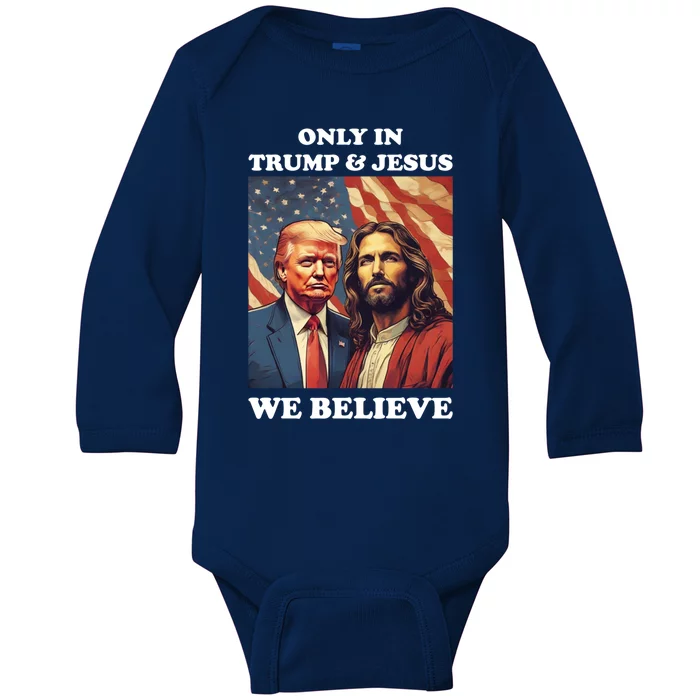 Jesus Is My Savior Trump Is My President Pro Republican 2024 Meaningful Gift Baby Long Sleeve Bodysuit