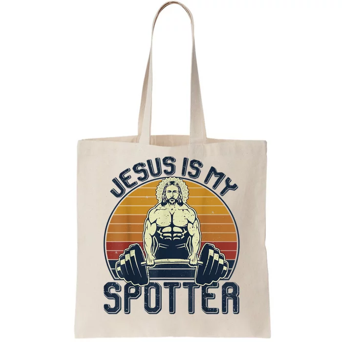 Jesus Is My Spotter Retro Vintage Jesus Gift Tote Bag